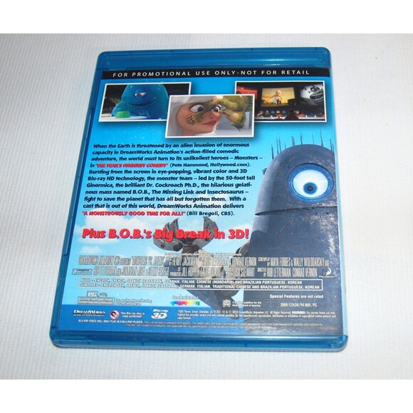 Dreamworks Monsters Vs Aliens 3D & Reg (Blu Ray 3D 2010) Rare Promotional Copy - Picture 2 of 3